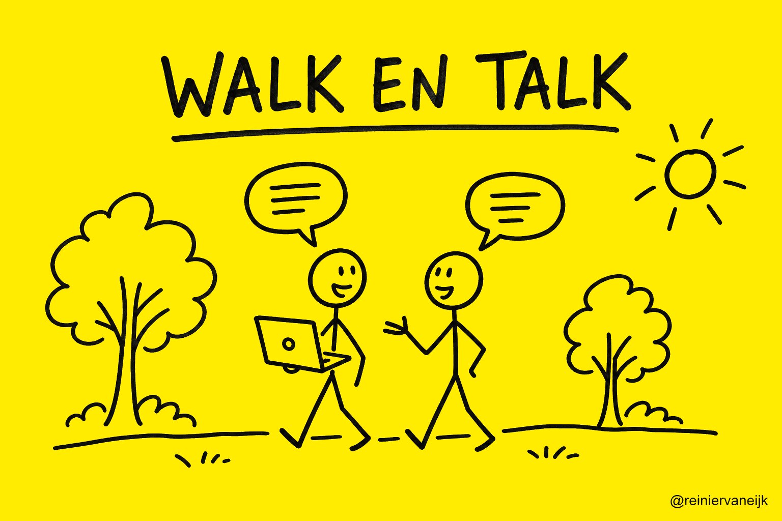 Handgetekend walk and talk